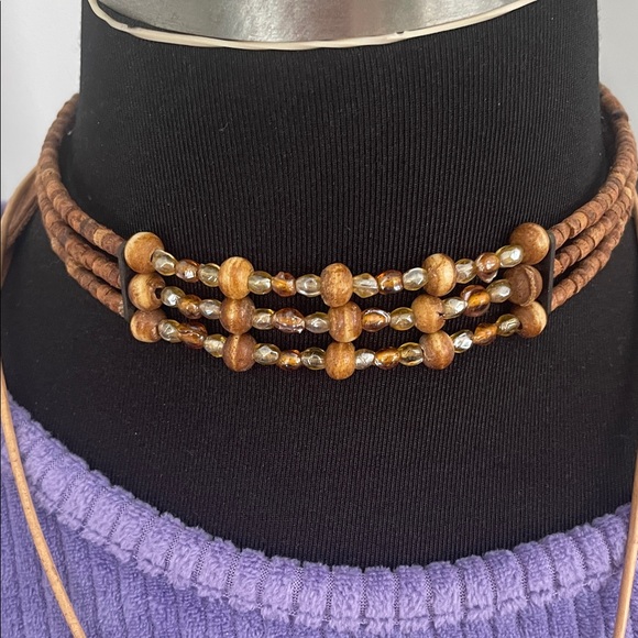 NY Boho necklace and two added handmade pieces complete this Boho necklace set - Picture 3 of 12